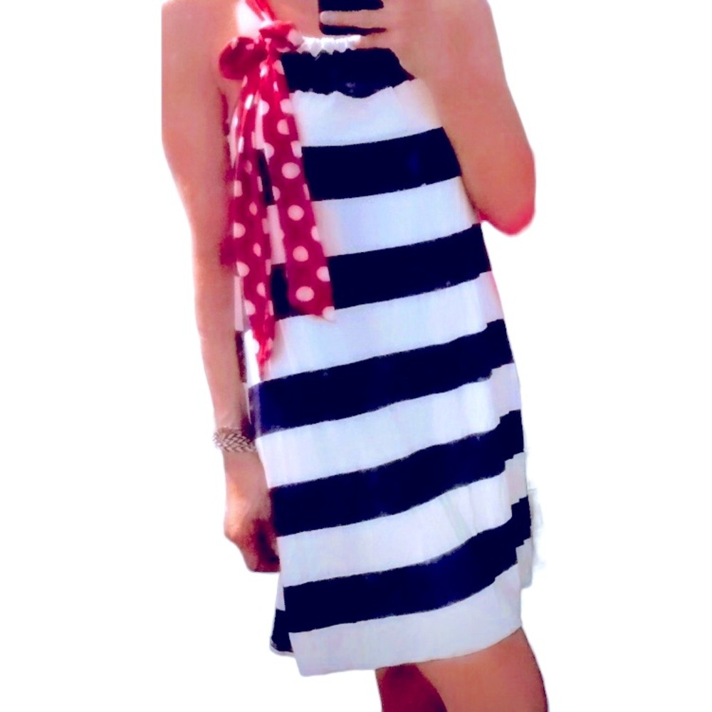 Boutique navy and white striped dress